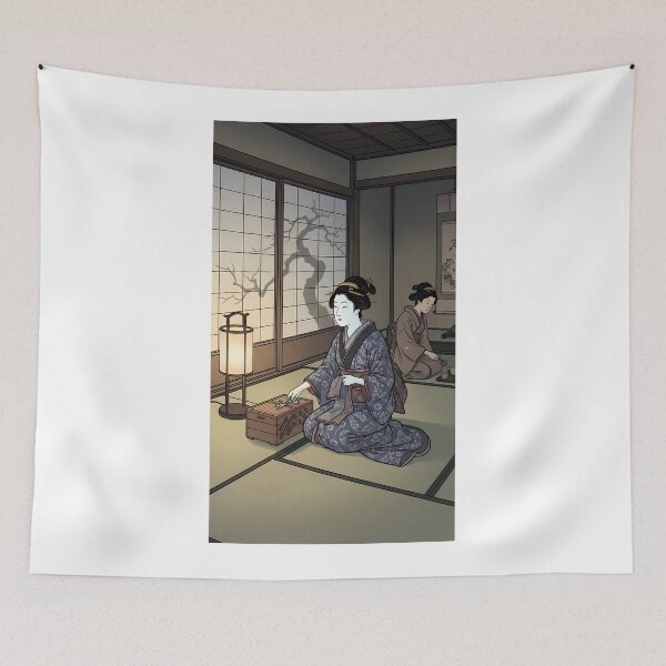 Item preview, Japanese Women Sewing in the Quiet Night - Ukiyo-e Art designed and sold by TokyoUkiyoHouse.