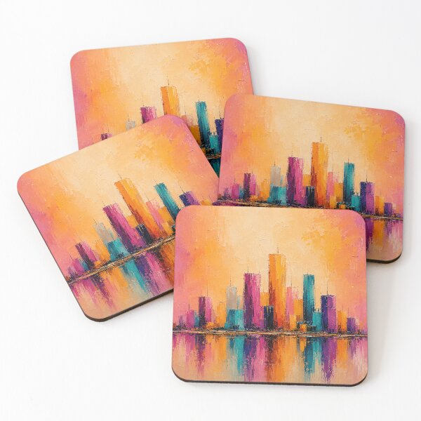 Item preview, Vibrant Skyline Reflections – Colorful Abstract Cityscape designed and sold by Giovanna2026.