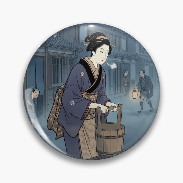 Item preview, Beautiful Woman at the Well with Water Reflection - Ukiyo-e Art designed and sold by TokyoUkiyoHouse.