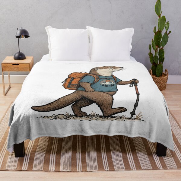 Item preview, Adventure Otter Hiking with Backpack designed and sold by mcraft studio.