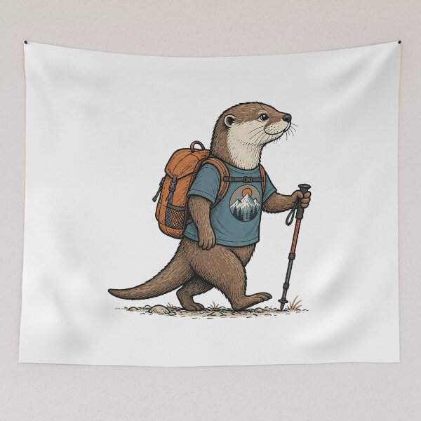 Item preview, Adventure Otter Hiking with Backpack designed and sold by mcraft studio.