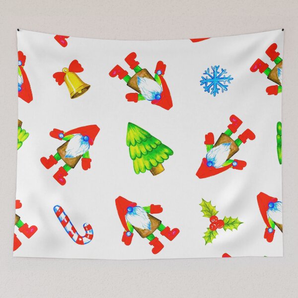 Item preview, Christmas Gnomes And Xmas Trees Whimsical Pattern designed and sold by DEC02.