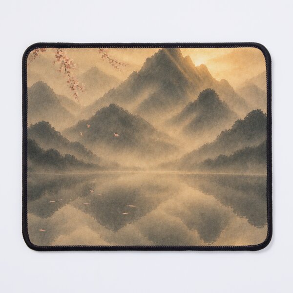 Item preview, Japandi Mountain Wall Art Print – Japanese Sumi-e Landscape Poster, Misty Mountain Reflection, Cherry Blossom Decor, Zen Minimalist Wall Art, Made by Japanese Artist in Japan designed and sold by SereniBloom.