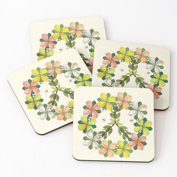 Item preview, Vintage Floral Peace Sign with Plumeria Flowers and Bees designed and sold by Karin Taylor.