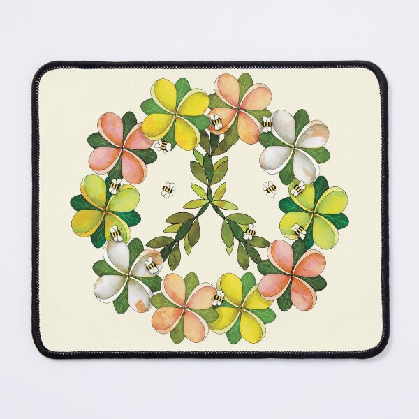 Item preview, Vintage Floral Peace Sign with Plumeria Flowers and Bees designed and sold by Karin Taylor.
