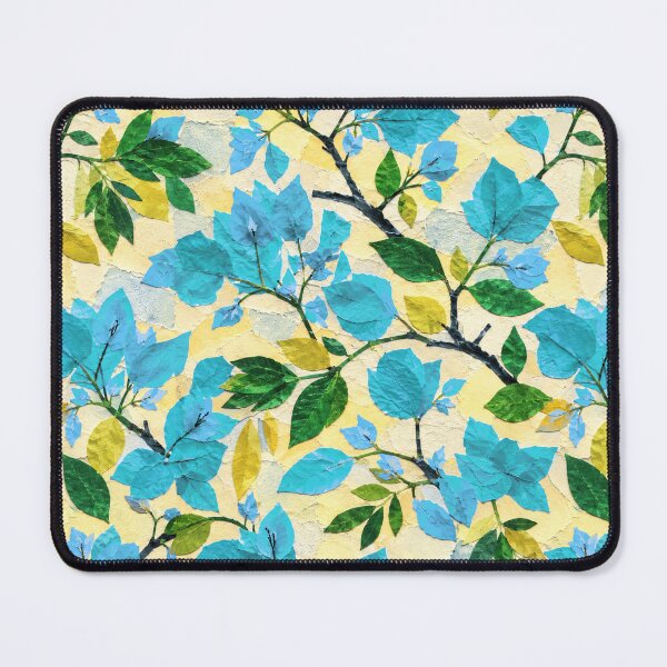 Item preview, Blue Bougainvillea Floral Collage Pattern, Vibrant Tropical Botanical Seamless Design, Handmade Paper Cut Flower Repeat Print designed and sold by SWSandraWechner.