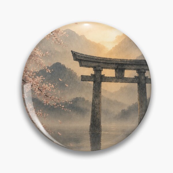 Item preview, Japandi Torii Gate Wall Art Print – Japanese Sumi-e Poster, Cherry Blossom Landscape, Zen Minimalist Decor, Misty Lake Reflection, Made by Japanese Artist in Japan designed and sold by SereniBloom.