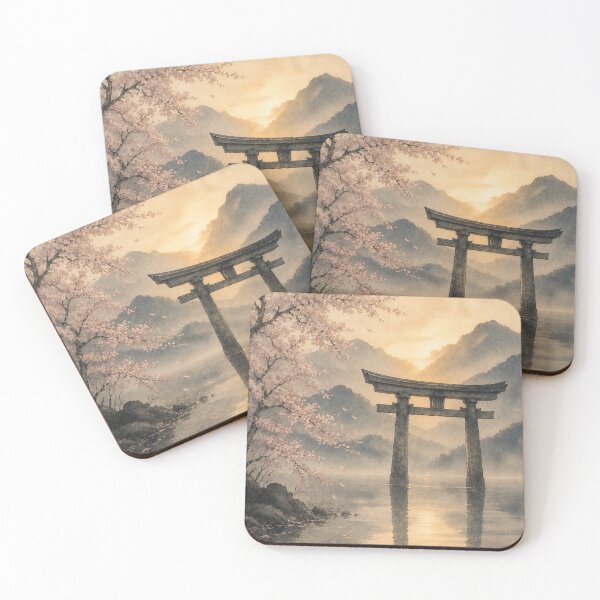 Item preview, Japandi Torii Gate Wall Art Print – Japanese Sumi-e Poster, Cherry Blossom Landscape, Zen Minimalist Decor, Misty Lake Reflection, Made by Japanese Artist in Japan designed and sold by SereniBloom.