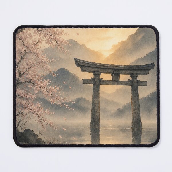 Item preview, Japandi Torii Gate Wall Art Print – Japanese Sumi-e Poster, Cherry Blossom Landscape, Zen Minimalist Decor, Misty Lake Reflection, Made by Japanese Artist in Japan designed and sold by SereniBloom.