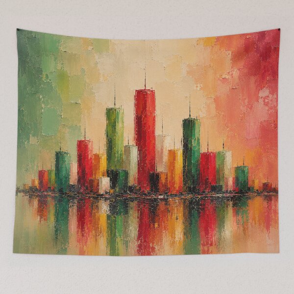 Item preview, astel Skyline Reflections – Modern Abstract Cityscape designed and sold by Giovanna2026.