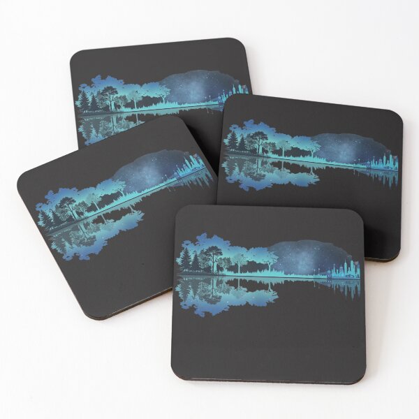 Item preview, Acoustic Landscape: Nature & City Skyline Guitar Reflection Art designed and sold by TShak Clothing .