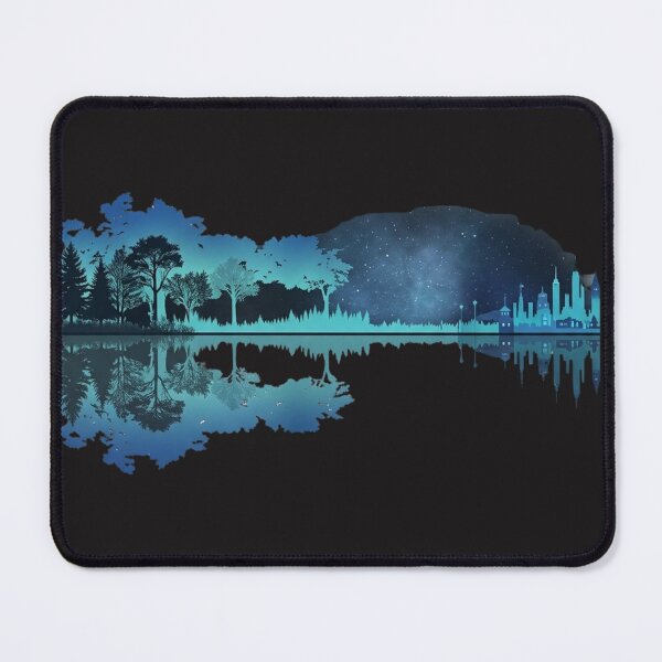 Item preview, Acoustic Landscape: Nature & City Skyline Guitar Reflection Art designed and sold by TShak Clothing .