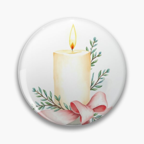Item preview, Watercolor Burning Candle with Pink Ribbon designed and sold by Vida e Arte.