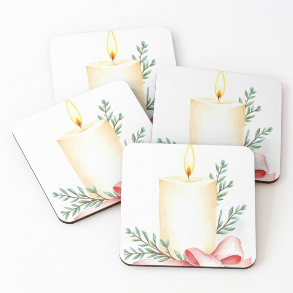 Item preview, Watercolor Burning Candle with Pink Ribbon designed and sold by Vida e Arte.