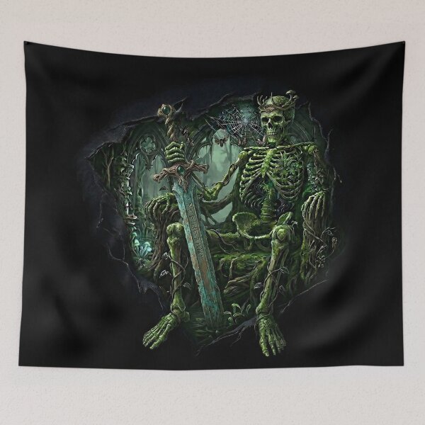 Item preview, Gothic Skeleton King with Sword – Biophilic Dark Horror Throne 3D Design designed and sold by MCVersa2026.