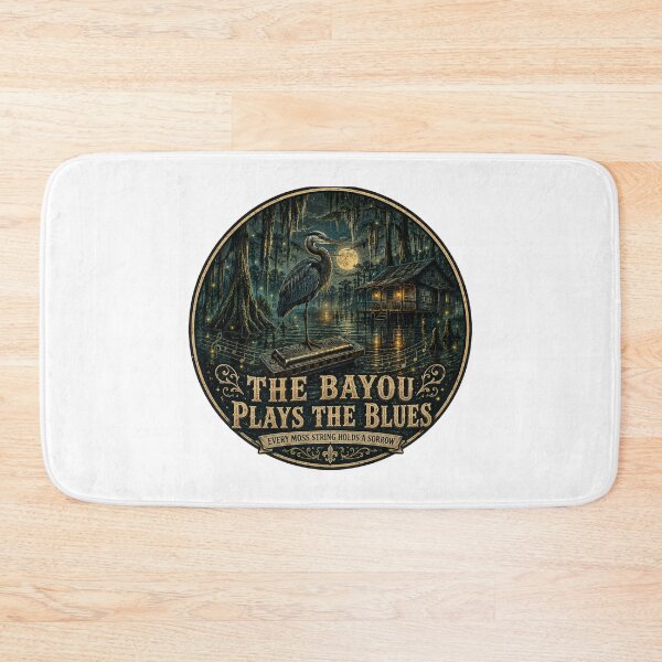 Item preview, The Bayou Plays the Blues | Heron Harmonica Swamp Art designed and sold by NatureHarmony16.