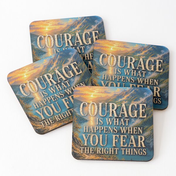 Item preview, Courage Is What Happens When You Fear the Right Things | Inspirational Mountain Landscape Quote Poster designed and sold by HereticsCrusade.