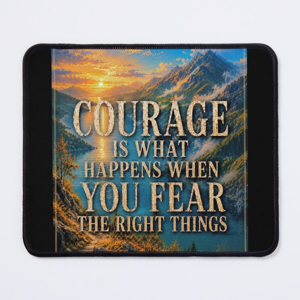 Item preview, Courage Is What Happens When You Fear the Right Things | Inspirational Mountain Landscape Quote Poster designed and sold by HereticsCrusade.