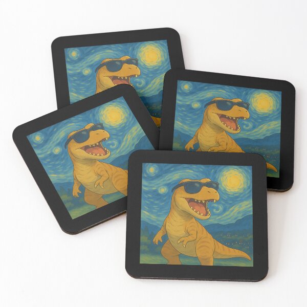 Item preview, Van Gogh Inspired Roaring Dinosaur Wearing Shades Creative designed and sold by Littermin.