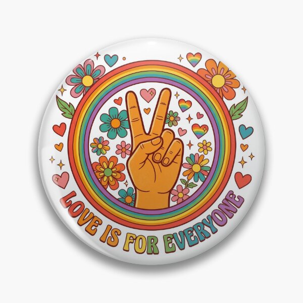 Item preview, Love Is For Everyone Retro Pride Rainbow Peace Sign LGBTQ designed and sold by Pride_Prints.