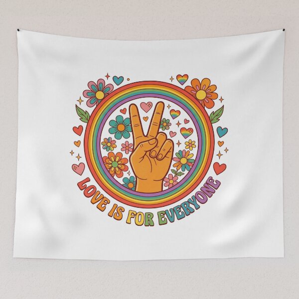 Item preview, Love Is For Everyone Retro Pride Rainbow Peace Sign LGBTQ designed and sold by Pride_Prints.