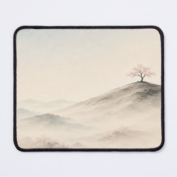 Item preview, Lone Cherry Tree on Hill | Japandi Sakura Wall Art designed and sold by SereniBloom.