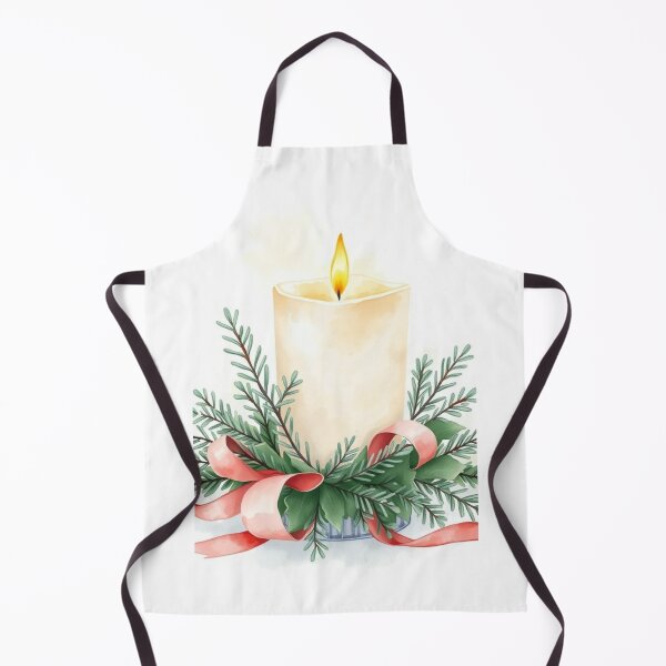 Item preview, Watercolor Christmas Candle with Festive Evergreen Foliage designed and sold by Vida e Arte.