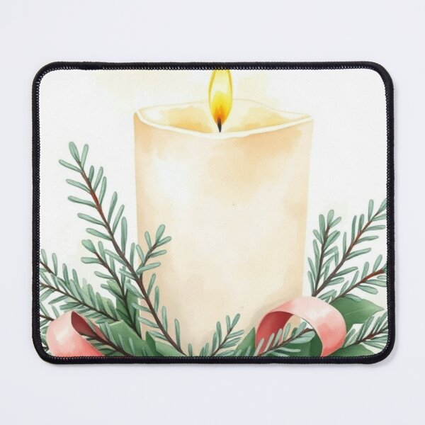 Item preview, Watercolor Christmas Candle with Festive Evergreen Foliage designed and sold by Vida e Arte.