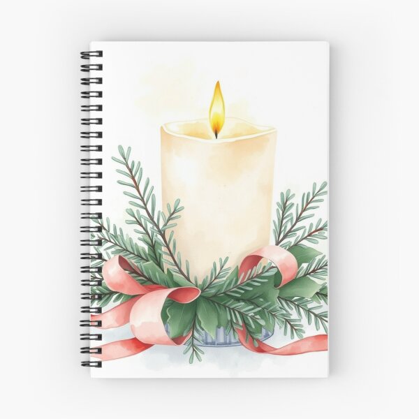 Item preview, Watercolor Christmas Candle with Festive Evergreen Foliage designed and sold by Vida e Arte.