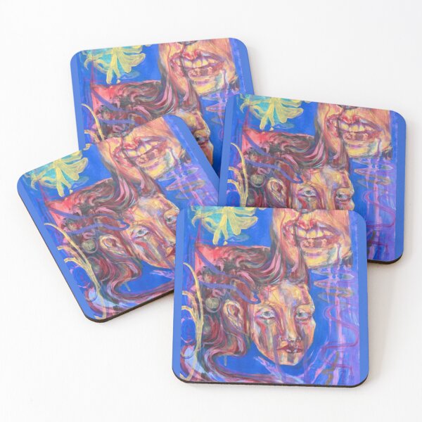 Item preview, Abstract Blue Portrait and Grinning Teeth Art designed and sold by PsychVortex.
