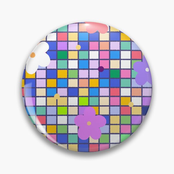Item preview, Colorful Mosaic Grid Pattern with Cute Flowers designed and sold by ubborn.