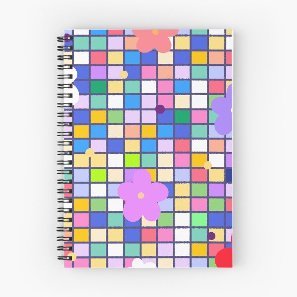 Item preview, Colorful Mosaic Grid Pattern with Cute Flowers designed and sold by ubborn.