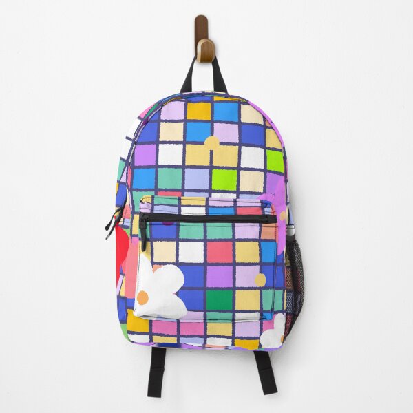 Item preview, Colorful Mosaic Grid Pattern with Cute Flowers designed and sold by ubborn.