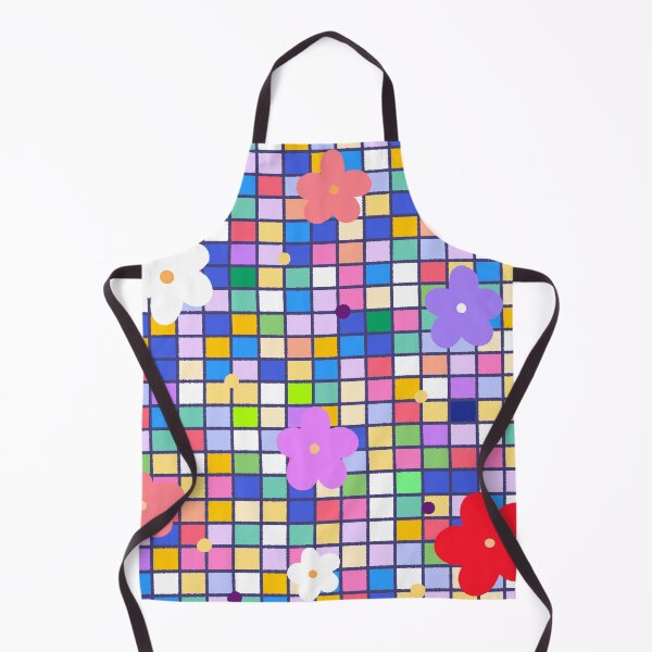 Item preview, Colorful Mosaic Grid Pattern with Cute Flowers designed and sold by ubborn.