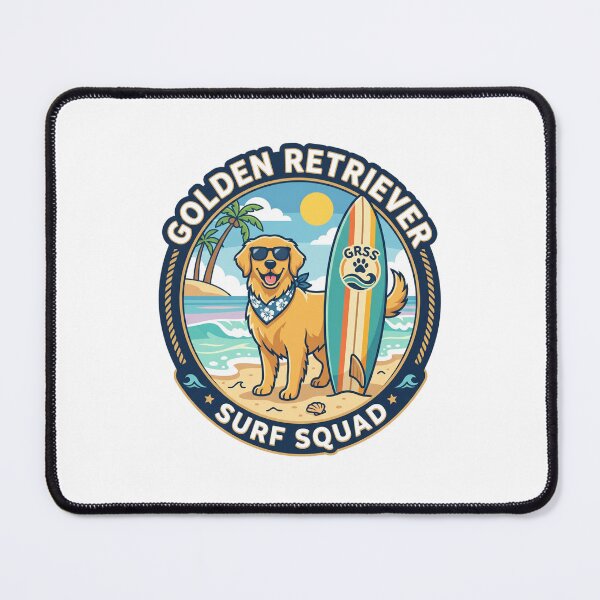 Item preview, Golden Retriever Surf Squad Retro Beach Dog designed and sold by PictoVibe.