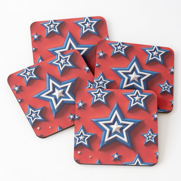 Item preview, Vibrant Red Patriotic Stars USA Pattern designed and sold by IntelliMindDesigns.