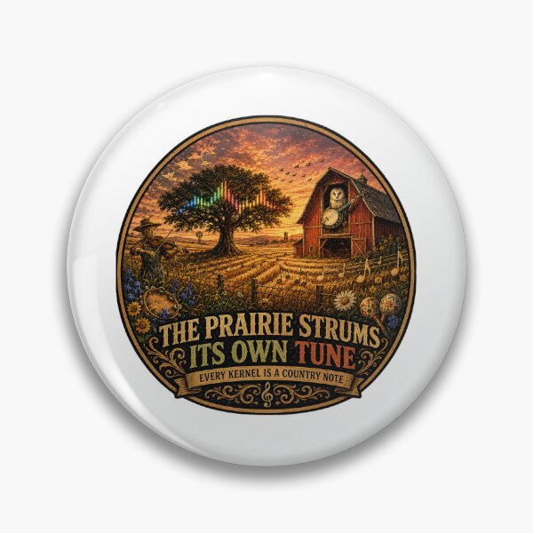 Item preview, The Prairie Strums Its Own Tune | Country Barn Owl Banjo Art designed and sold by NatureHarmony16.