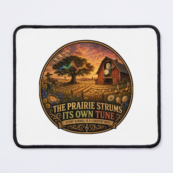 Item preview, The Prairie Strums Its Own Tune | Country Barn Owl Banjo Art designed and sold by NatureHarmony16.