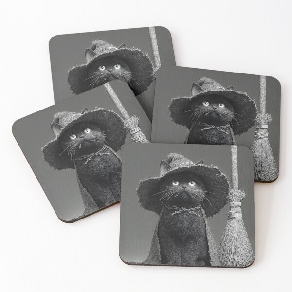 Item preview, Vintage Black Cat Witch with Broom Sketch designed and sold by colorful-white.