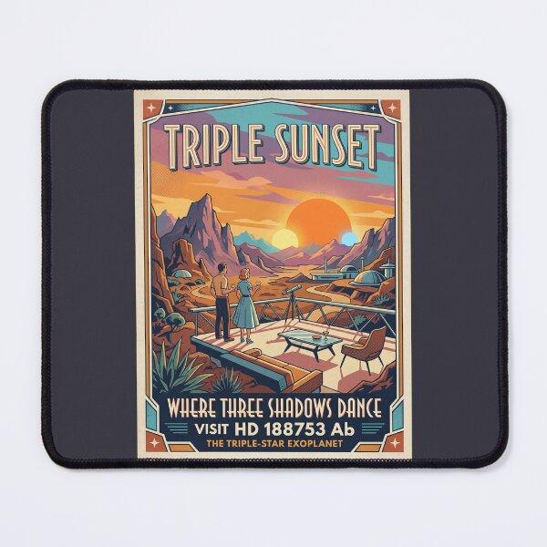Item preview, Triple Sunset Retro NASA Travel Poster HD 188753 designed and sold by RetroRewind Studio.
