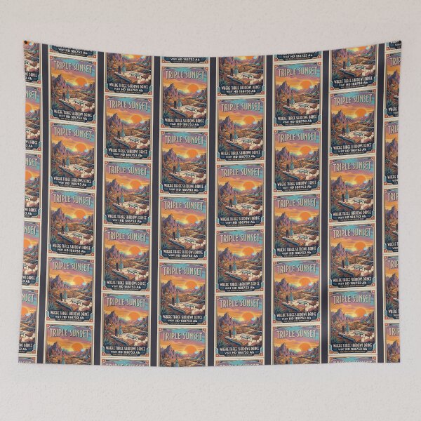 Item preview, Triple Sunset Retro NASA Travel Poster HD 188753 designed and sold by RetroRewind Studio.