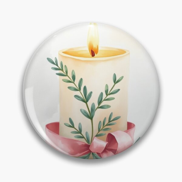 Item preview, Watercolor Pillar Candle with Pink Satin Ribbon designed and sold by Vida e Arte.