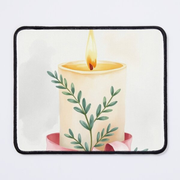 Item preview, Watercolor Pillar Candle with Pink Satin Ribbon designed and sold by Vida e Arte.