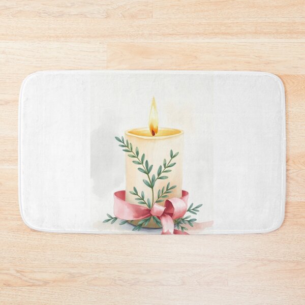 Item preview, Watercolor Pillar Candle with Pink Satin Ribbon designed and sold by Vida e Arte.