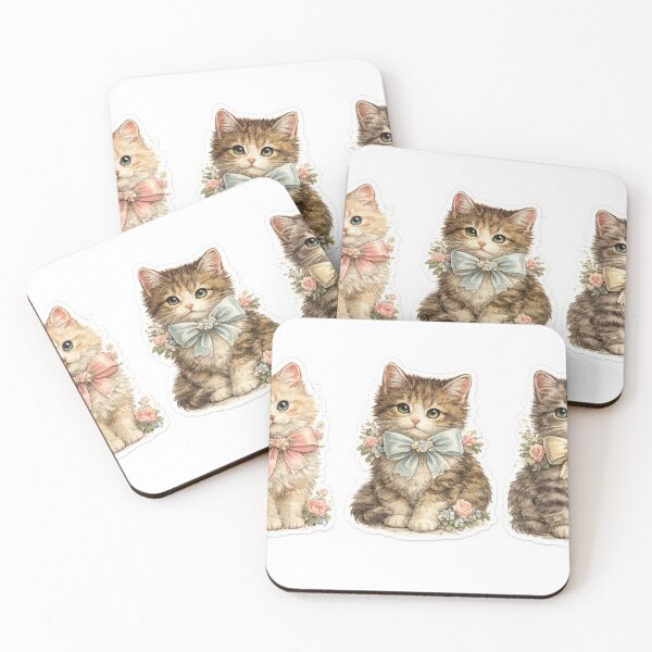 Item preview, Vintage Kittens Wearing Bows sticker designed and sold by Skedart.