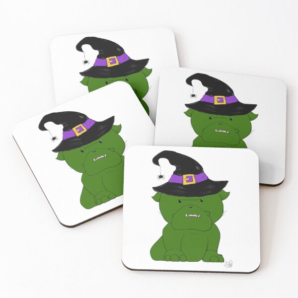 Item preview, Witch Bully Cute Green Magic Dog Art designed and sold by hollydoesign.