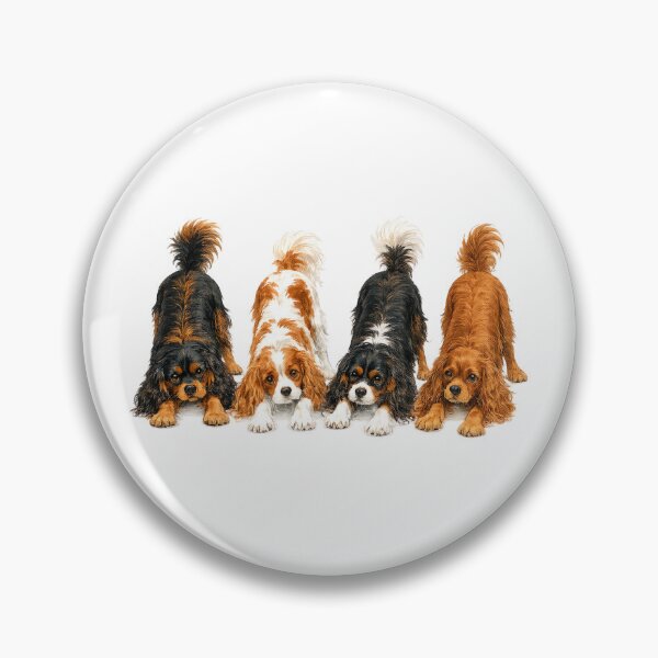 Item preview, Cavalier King Charles Spaniel Play Bow Four Cavaliers Ready to Play designed and sold by SakuraWaStyle.