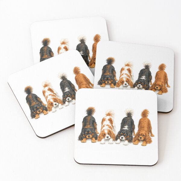 Item preview, Cavalier King Charles Spaniel Play Bow Four Cavaliers Ready to Play designed and sold by SakuraWaStyle.