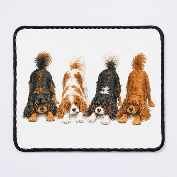 Item preview, Cavalier King Charles Spaniel Play Bow Four Cavaliers Ready to Play designed and sold by SakuraWaStyle.