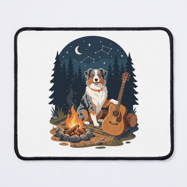 Item preview, Australian Shepherd Campfire Acoustic Guitar Music designed and sold by PictoVibe.